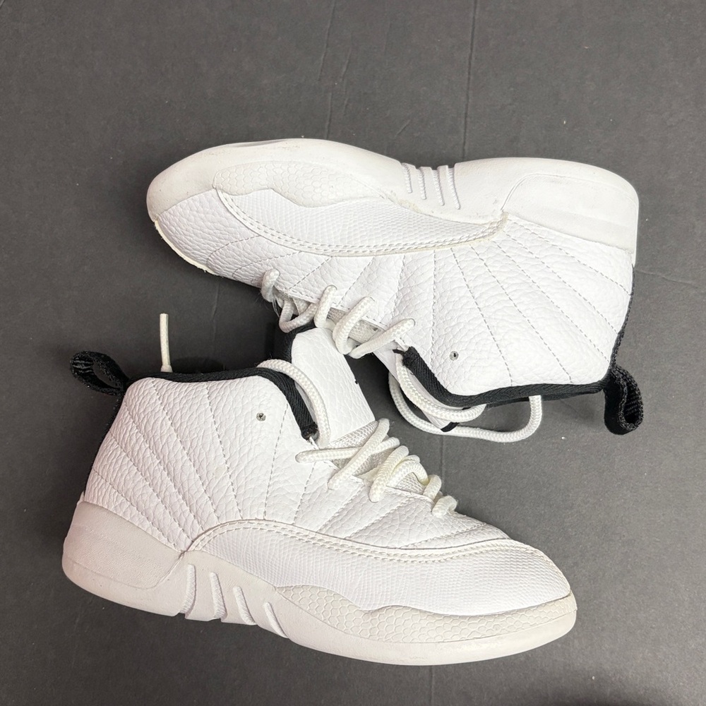 Jordan 12s Kids White and Black Sneakers - Picture 3 of 3